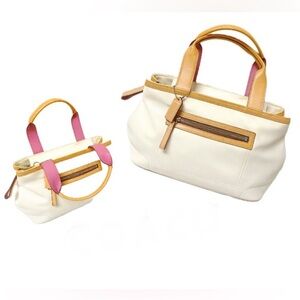 Coach Hampton Mini Tote Nylon White Pink Y2K Vintage 4275